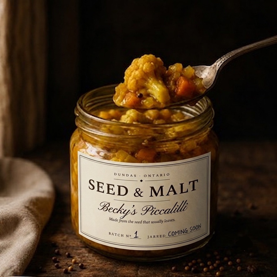 Grandma Becky&rsquo;s Piccalilli &mdash; golden cauliflower and mustard seed in a jar