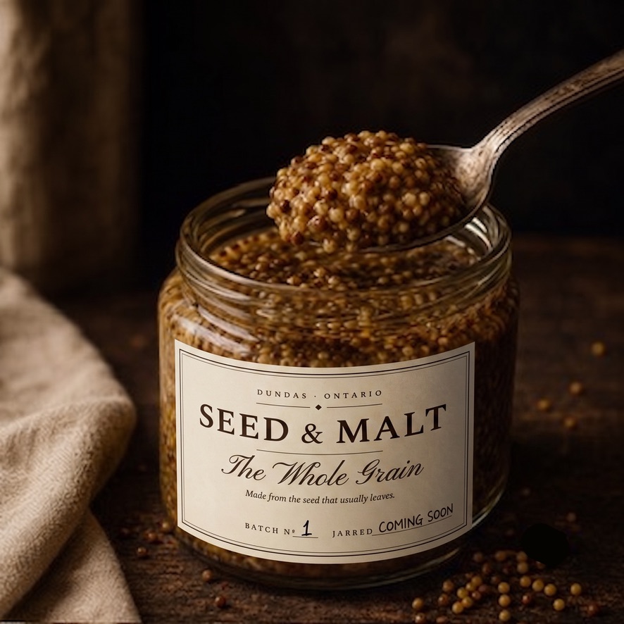 The Whole Grain &mdash; coarse whole mustard seeds on a spoon